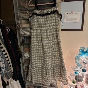 LOFT Black and Cream Plaid Dress